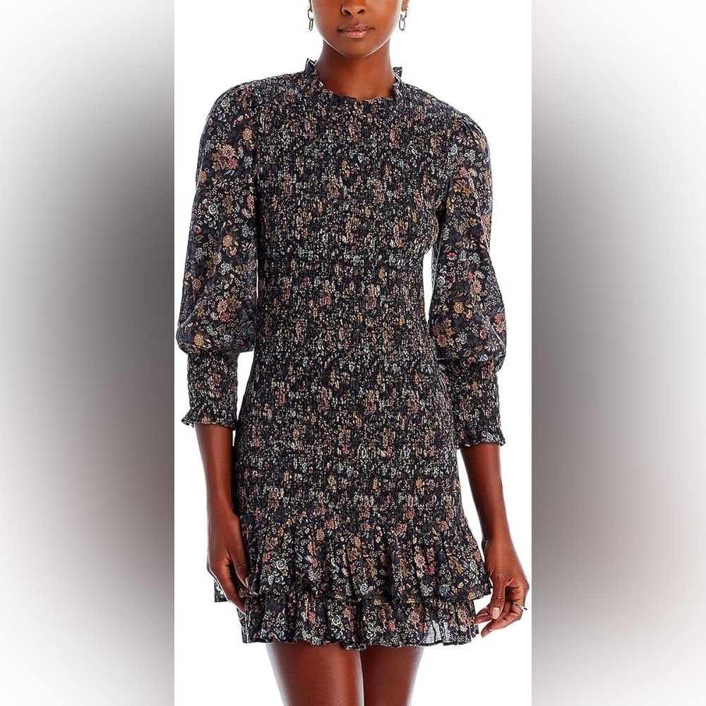 VERONICA BEARD Farha Floral Smocked Mini Bodycon Dress (D7)